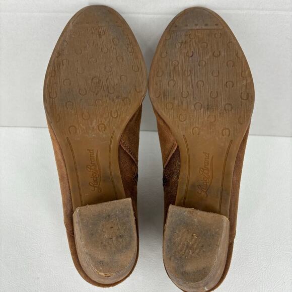 Lucky Brand Tulayne Ankle Bootie Side Zip Boot Brown Leather Block Heel Size 8.5 - Picture 13 of 14